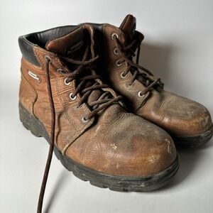 SKECHERS MENS WORKSHIRE WORK BOOTS  STEEL TOE #77009BRN Size 9